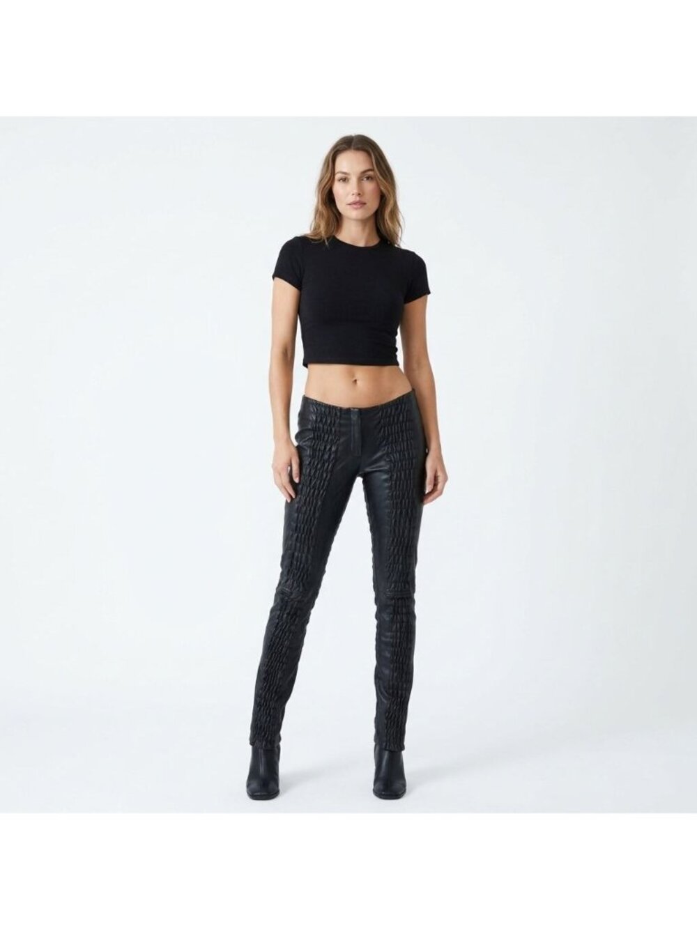 DDCLab Black Leather Slim Fit Pants Size 28 Avant Garde Techwear Streetwear Moto